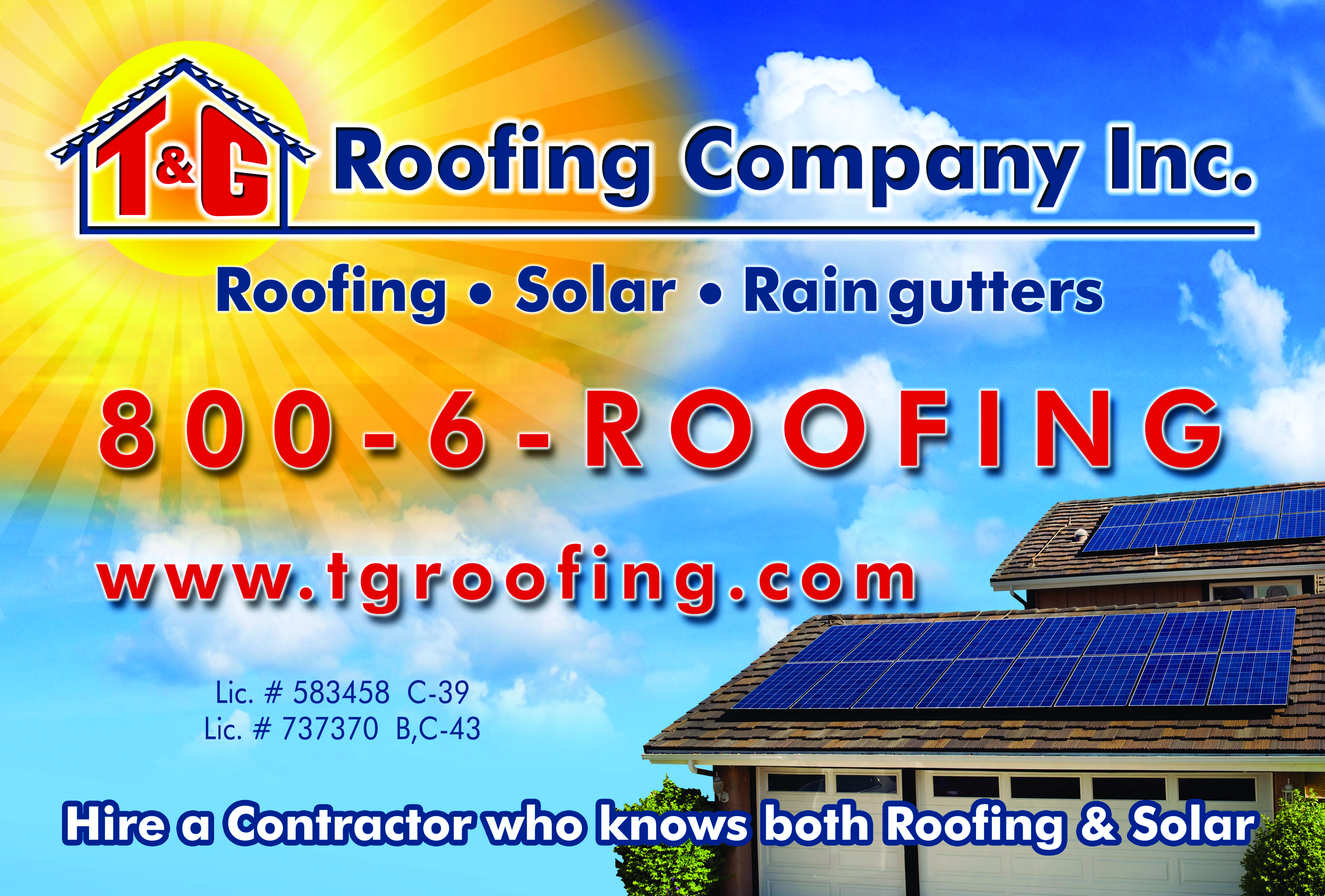 Logo for T & G Roofing and Solar Company